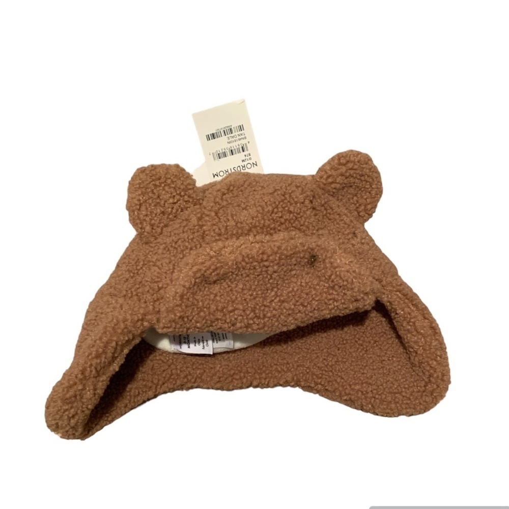 Nordstrom Infant Fuzzy Bear Hat Tan 0-12 months NWT